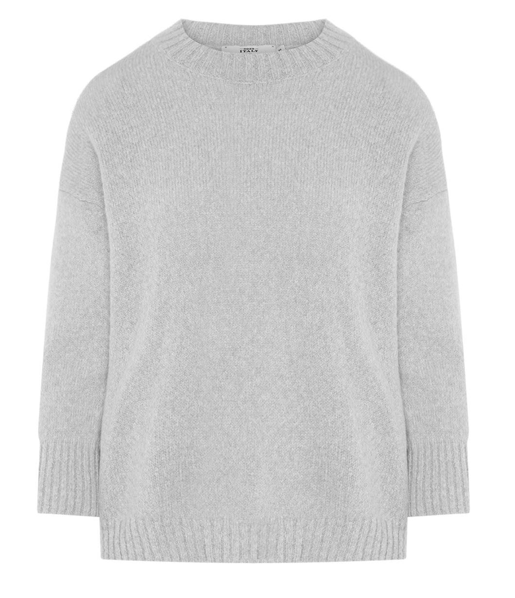 0039Italy cashmere-wool blend jumper Amadea round neckline