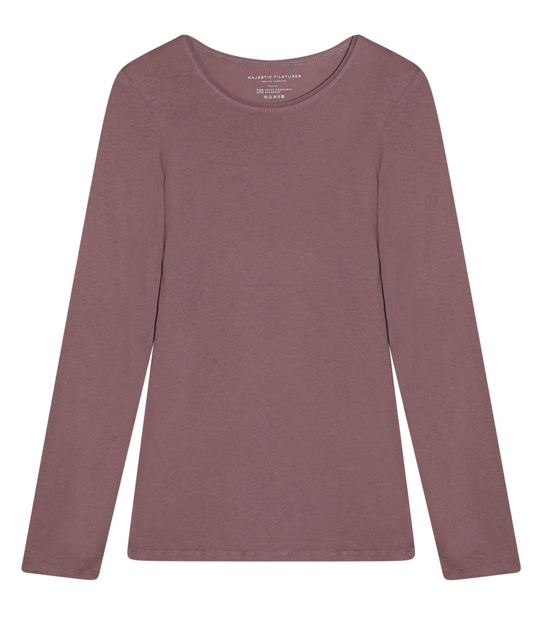 Majestic Filatures cotton-cashmere shirt round neck long sleeve