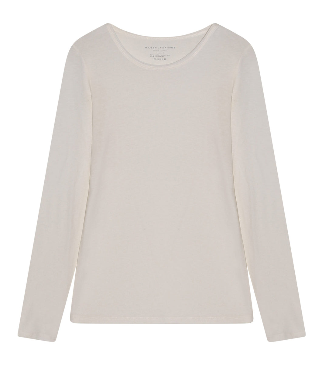 Majestic Filatures cotton-cashmere shirt round neck long sleeve