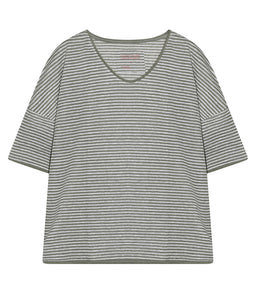 The Shirt Project Linen stripe shirt V-neck half-sleeve