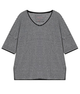 The Shirt Project Linen stripe shirt V-neck half-sleeve